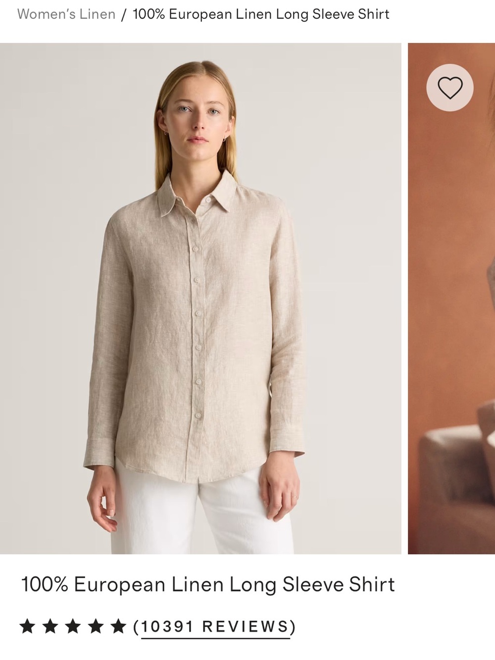 Quince Linen Women's Button-Down Shirt, Terracotta Small - Picture 4 of 5